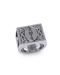 Viking God Odin Runic Mens Signet Ring