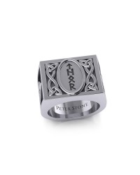 Viking God Thor Runic Mens Signet Ring