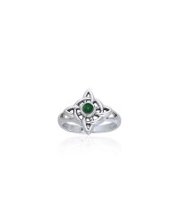 Wheel Of Being Silver and Emerald Ring