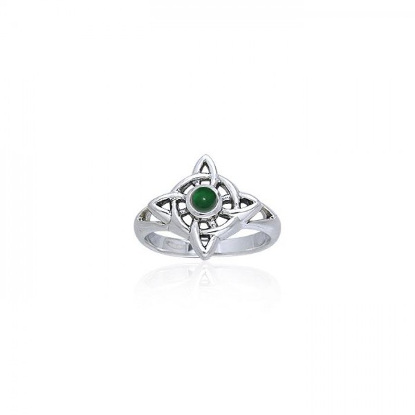 Wheel Of Being Silver and Emerald Ring