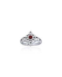 Wheel Of Being Silver and Garnet Ring