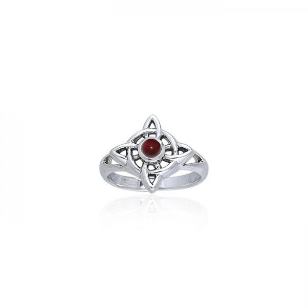 Wheel Of Being Silver and Garnet Ring