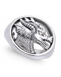 King Arthur Pendragon Seal White Zirconium Ring