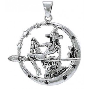 Witchy Broom Rider Sterling Silver Pendant