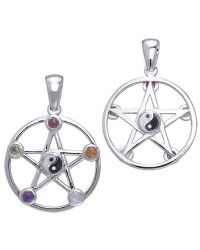 Pentacle with Gems and Yin Yang Pendant