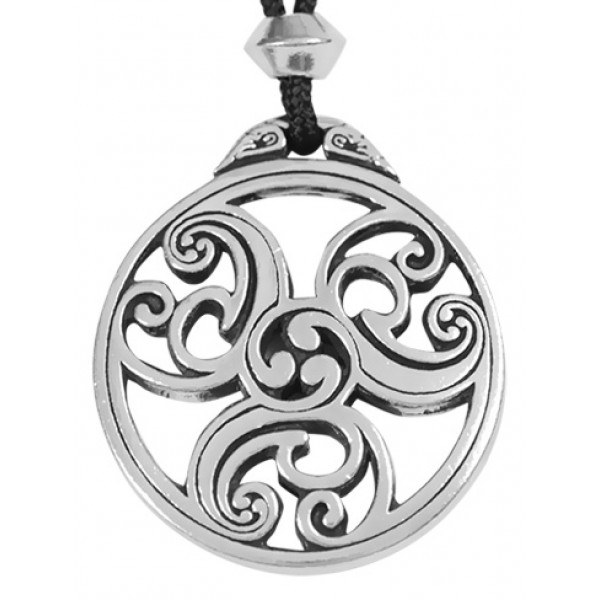 Celtic Triscele Spiral Pewter Necklace
