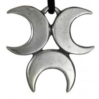 Triple Crescent Moon Magic Pewter Necklace
