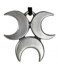 Triple Crescent Moon Magic Pewter Necklace