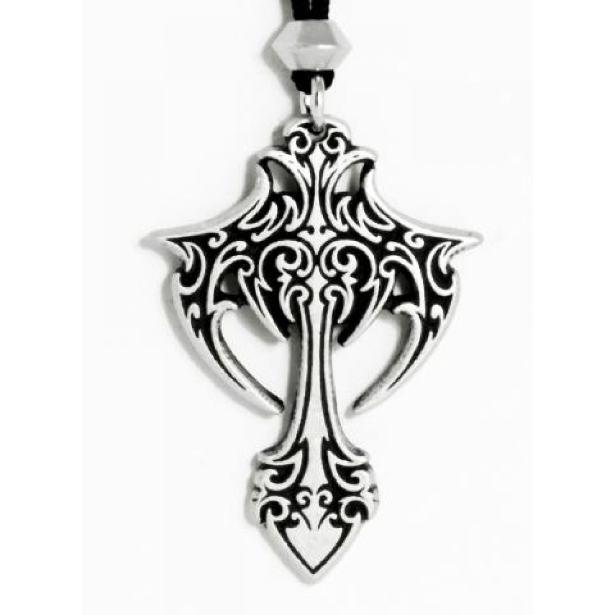 Gothic Cross Pewter Necklace with Cord - Gothic Jewelry, Mens Jewelry