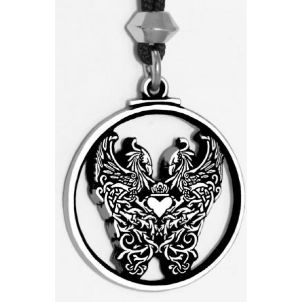 Double Phoenix Pewter Pendant