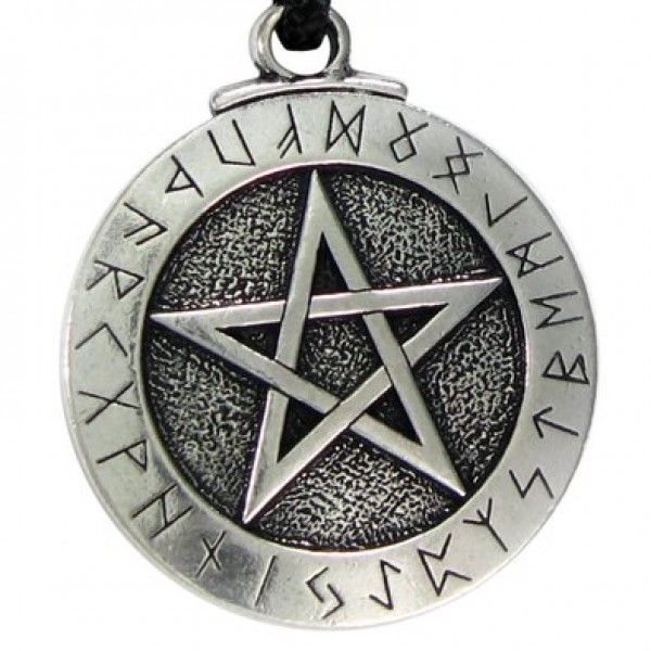 Runic Pentacle Pewter Necklace