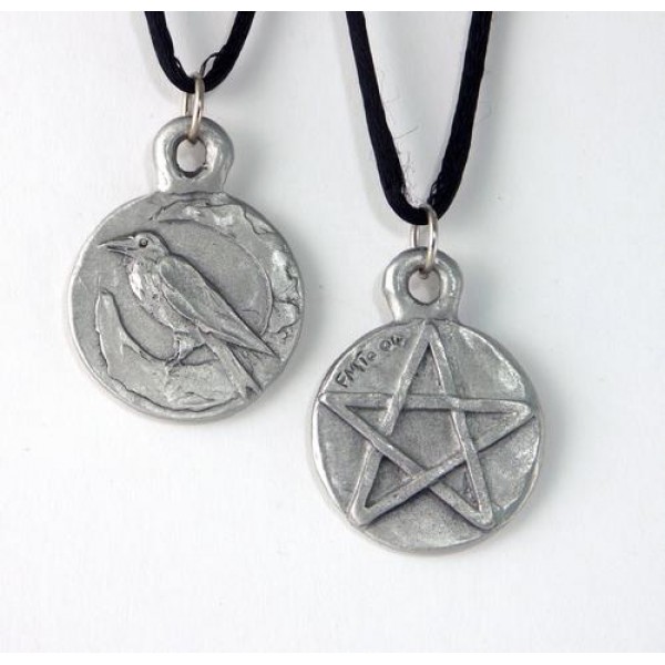 Raven Pentacle Double Sided Pewter Necklace
