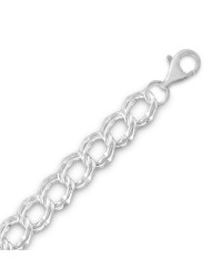 Large Link Sterling Silver Charm Bracelet Chain