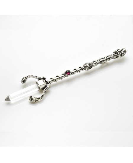 Celtic Lion Crystal Wand Pendant with Gemstone