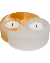 Selenite Yin Yang Tea Light Candle Holder