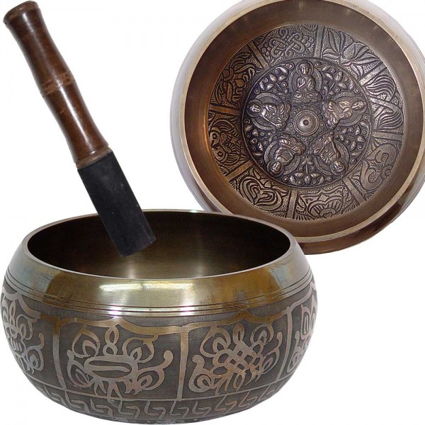 Dhyani Buddhas Small 4.5 Inch Embossed Singing Bowl