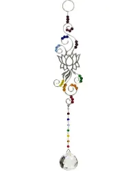 Lotus Chakra Wire Hanging Crystal Prism Suncatcher