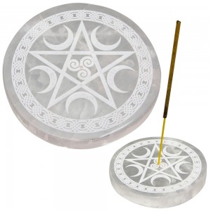 Selenite Pentacle Incense Holder/Charging Plate