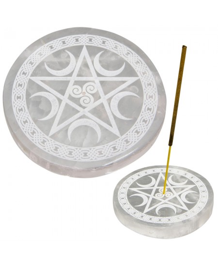 Selenite Pentacle Incense Holder/Charging Plate