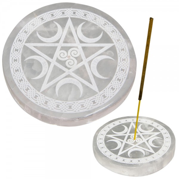 Selenite Pentacle Incense Holder/Charging Plate