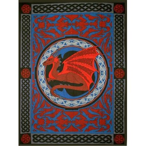 Red Celtic Dragon Tapestry