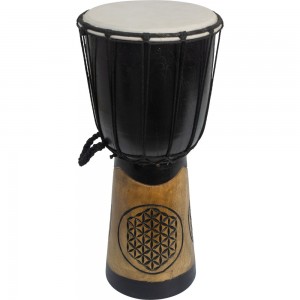 Djembe Drum Carved Flower of Life Black Drum