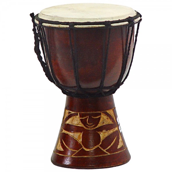 Djembe Mini Drum Carved Red Mahogany Finish - Assorted Designs