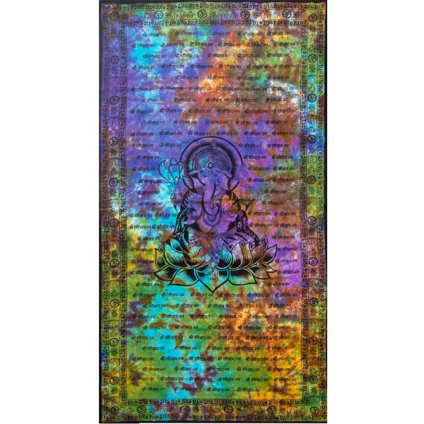 Ganesh Tie Dye Full Size Cotton Tapestry