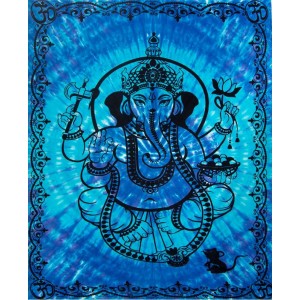 Ganesha Blue Tie-Dye Tapestry