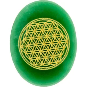 Green Aventurine Flower of Life Worry Stone