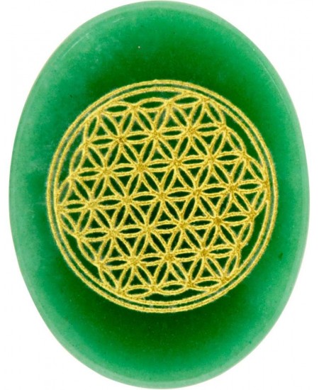 Green Aventurine Flower of Life Worry Stone