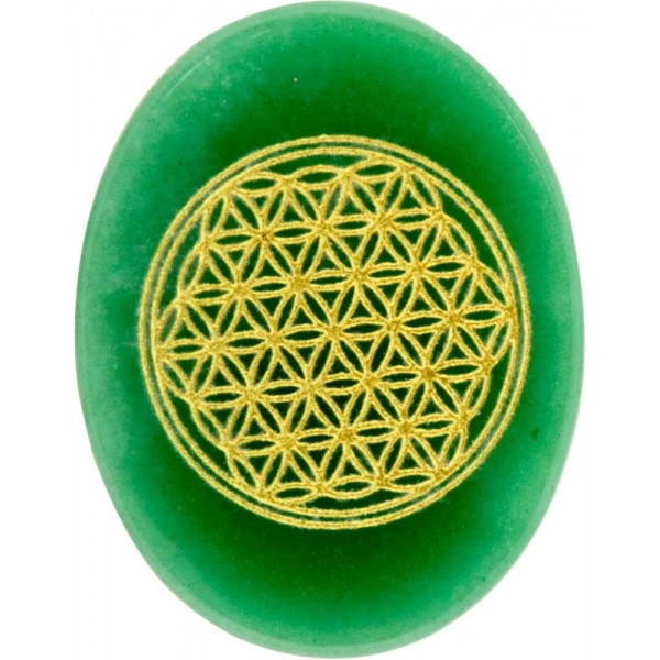 Green Aventurine Flower of Life Worry Stone