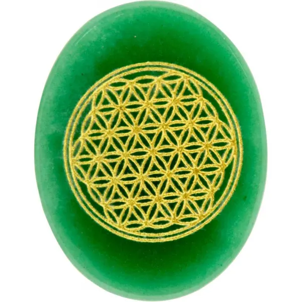 Green Aventurine Flower of Life Worry Stone