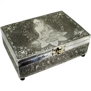 Medicine Buddha Embossed Metal Box