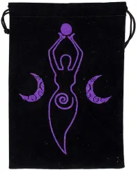 Moon Goddess Embroidered Velvet Pouch