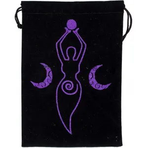 Moon Goddess Embroidered Velvet Pouch