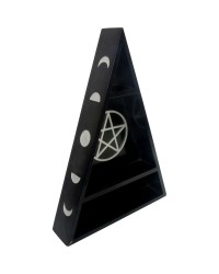 Pentacle Moon Phase Wood Altar Shelf