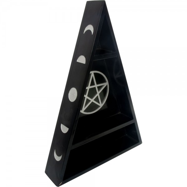 Pentacle Moon Phase Wood Altar Shelf