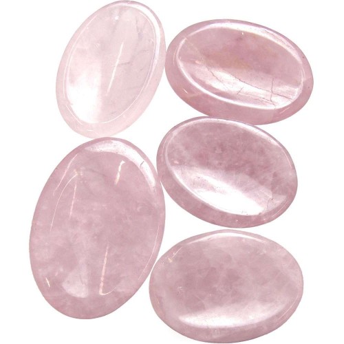 Rose Quartz Worry Stone with Pouch - Gratitude Rock, Soothing Stone