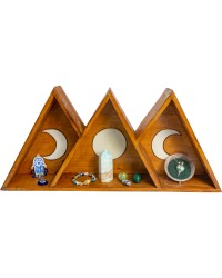 Triple Moon Wood Altar Shelf