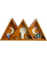 Triple Moon Wood Altar Shelf