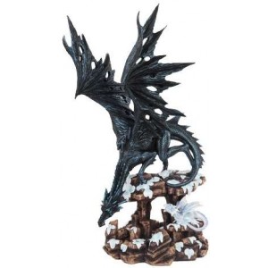 Daddy Time Black Dragon and Young Statue