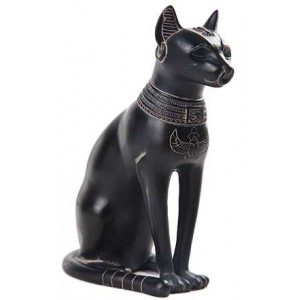 Bastet Egyptian Cat Goddess Basalt Finish Statue