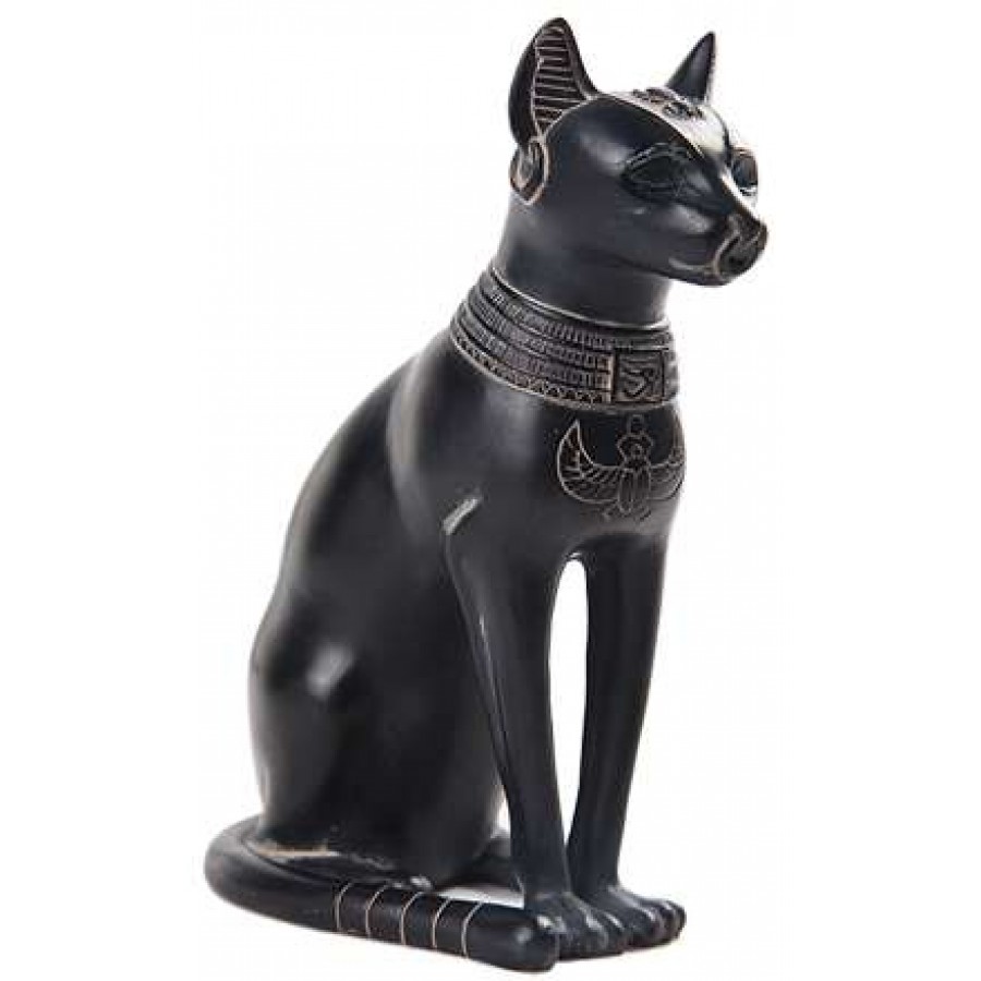 Bastet Egyptian Cat Goddess Basalt Finish Statue