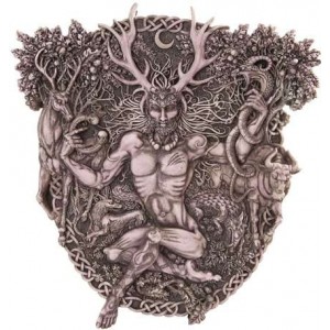 Cernunnos Horned God Celtic Wall Plaque Stone Finish