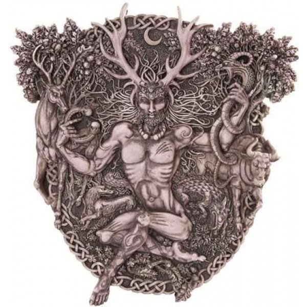 Cernunnos Horned God Celtic Wall Plaque Stone Finish