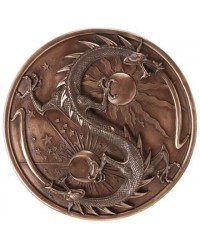 Double Dragon Alchemy Bronze Resin Plaque