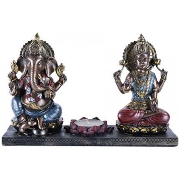 Ganesha and Krishna Candle Holder