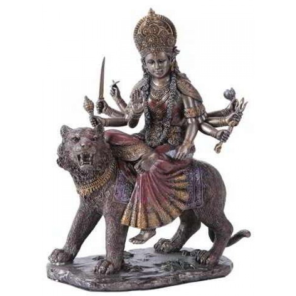 Durga, Hindu Goddess of Justice Bronze Resin Statue