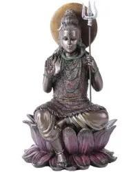 Lord Shiva Seated Bronze Resin Hindu God Statue